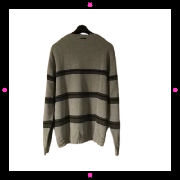 MEN'S GRAY SWEATER WITH GRAY/BLACK STRIPES BY NAUTICA XL - Picture 2 of 9